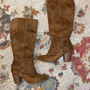 Light Brown Suede-like boots. Size 7 1/2.